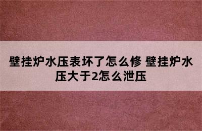 壁挂炉水压表坏了怎么修 壁挂炉水压大于2怎么泄压